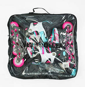 Ролики розсувні для дівчинки 27405-S Best Roller, розмір 30-33 колеса PU, рожеві, фото 3