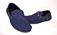 Обувь больших размеров мужские мокасины из нубука синие летние Rosso Avangard BS Guerin M4 Blue Suede