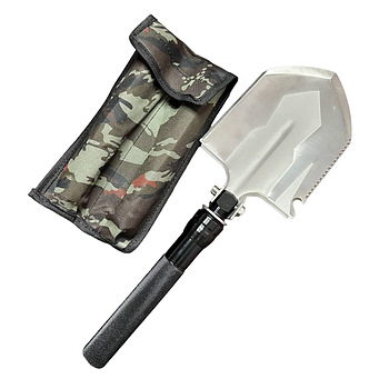 Саперна лопата 59 см у камуфляжному чохлі / Багатофункціональна туристична лопатка / Похідна лопата