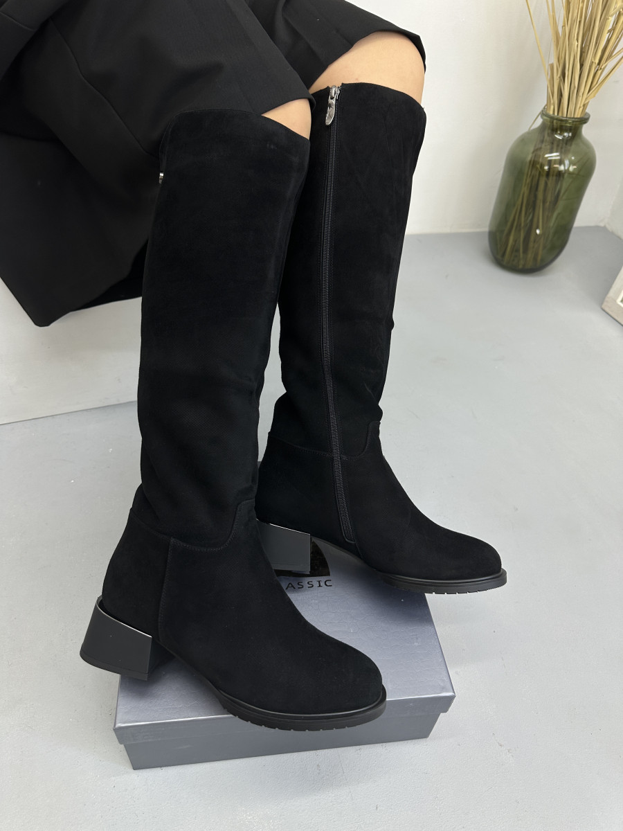 Чоботи жіночі зимові MyClassic DA44901BM-702 Black чорні замшеві, фото 1