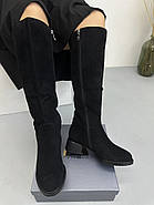 Чоботи жіночі зимові MyClassic DA44901BM-702 Black чорні замшеві, фото 3