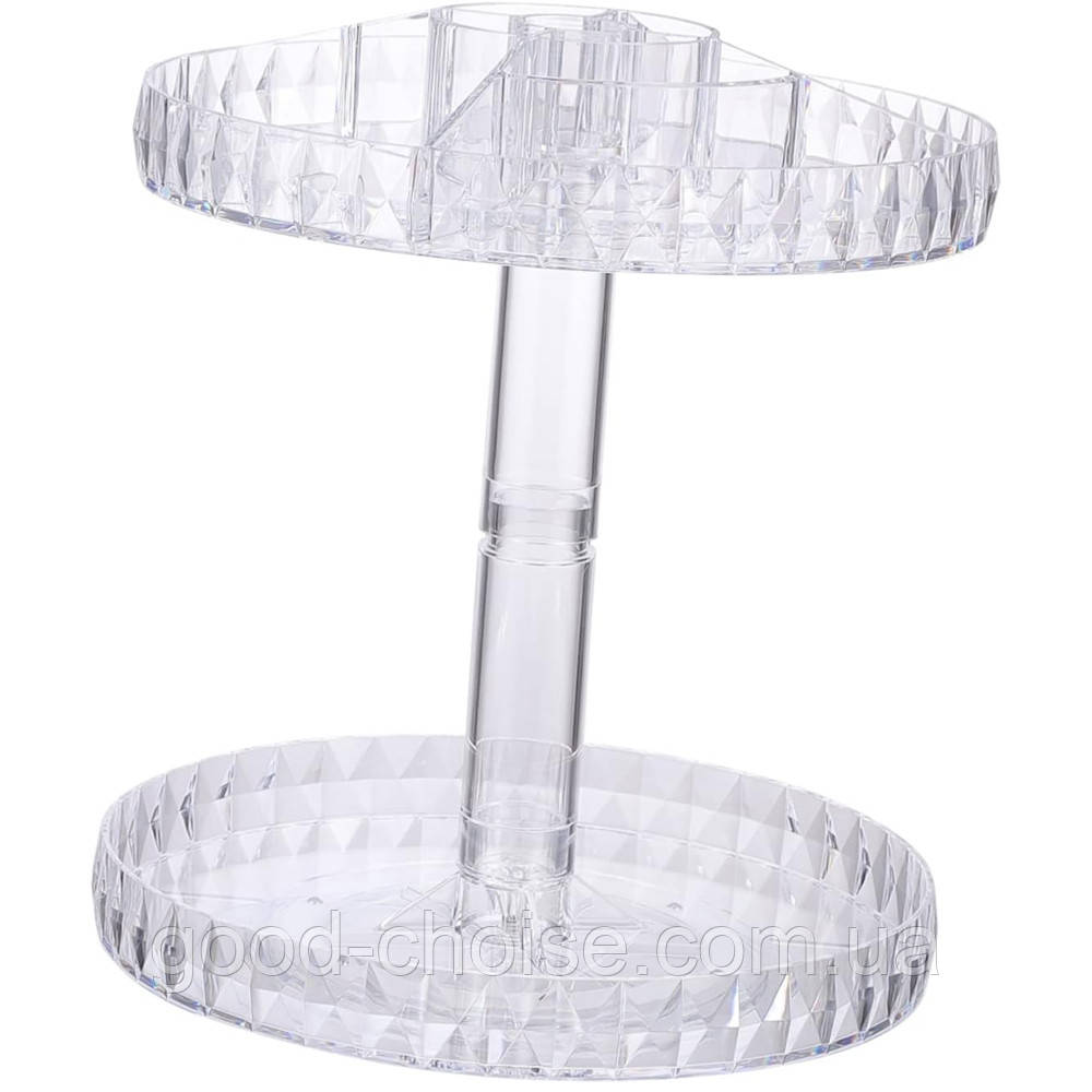 Акриловий органайзер для косметики на 2 яруси JN-836 / Обертовий органайзер / Підставка для косметики, фото 1