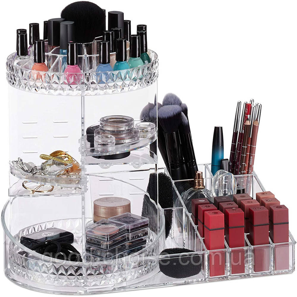Обертовий органайзер для косметики JN-110 / Акриловий органайзер / Підставка для косметики, фото 1