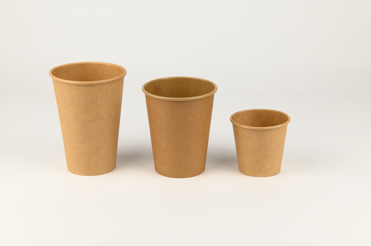 Стакан картонний маленький 1-шаровий Крафт 110мл (50шт), фото 1