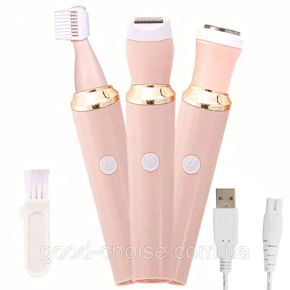 Водонепроникна бритва 3в1, USB, SURKER 219 / Акумуляторна електробритва / Тример жіночий для гоління, фото 1