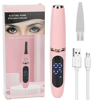 Щипці для завивання вій від USB, EYELASH CURLER XL-271, Рожевий/Акумуляторні щипці для вій з дисплеєм
