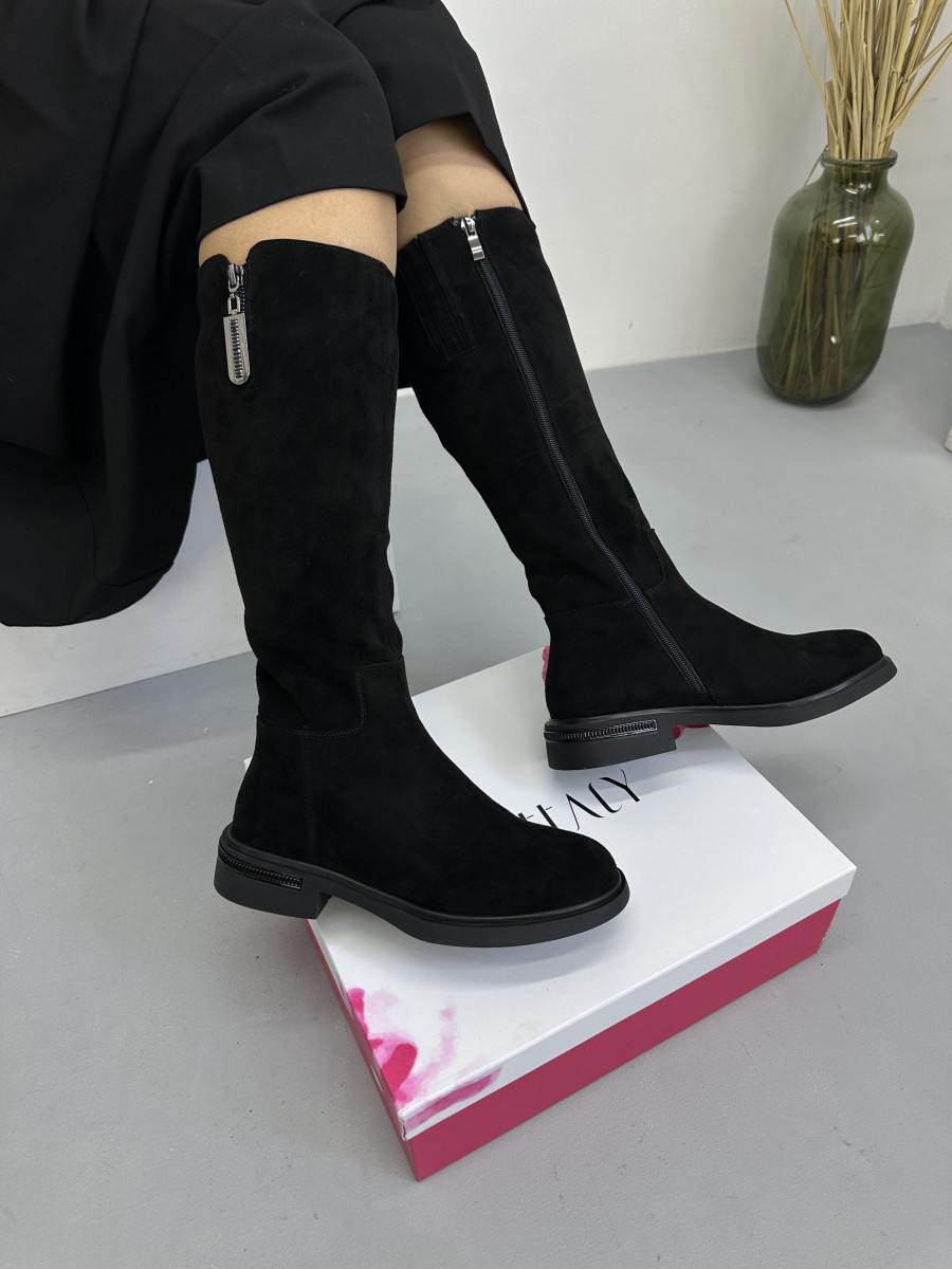 Чоботи зимові жіночі  Visttaly 4KBM276-EB868-P003 Black чорні замшеві, фото 1