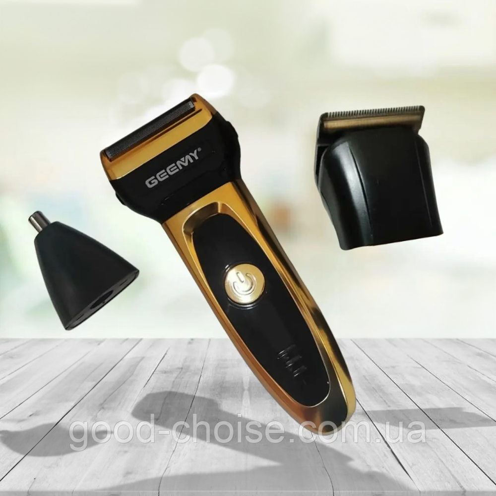 Бездротовий  триммер 3в1 6709GM для стрижки волосся, бороди, носа, вух / Акумуляторна машинка для стрижки, фото 1
