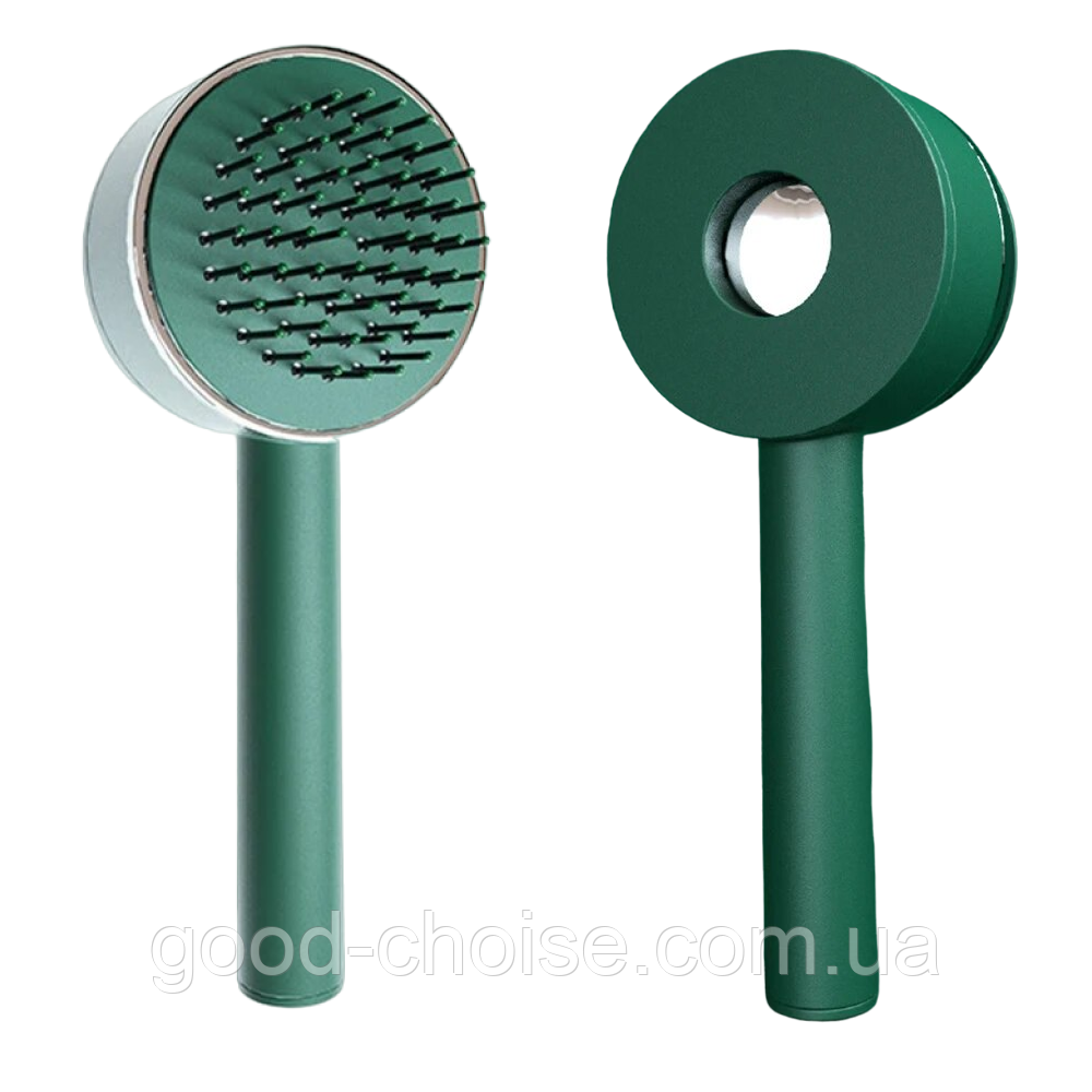 Самоочисна щітка для волосся, 25см, Зелена / Масажна щітка для волосся / Гребінець для волосся, фото 1