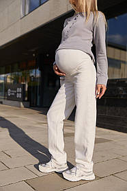 Джинси для вагітних баггі прямого крою для майбутніх мам з регулюванням животика Kestel S (42) Lullababe молочний