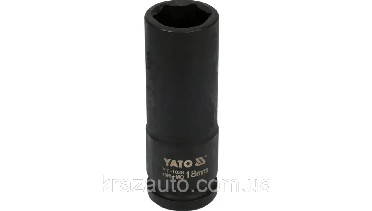 Головка торцева ударна 6-гранна YATO: подовжена, квадрат 1/2", М = 18 мм, L = 78 мм [24/96], фото 1