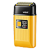Електробритва шейвер VGR V-357 з USB та LED дисплеєм, Жовта / Акумуляторна бездротова чоловіча бритва, фото 4