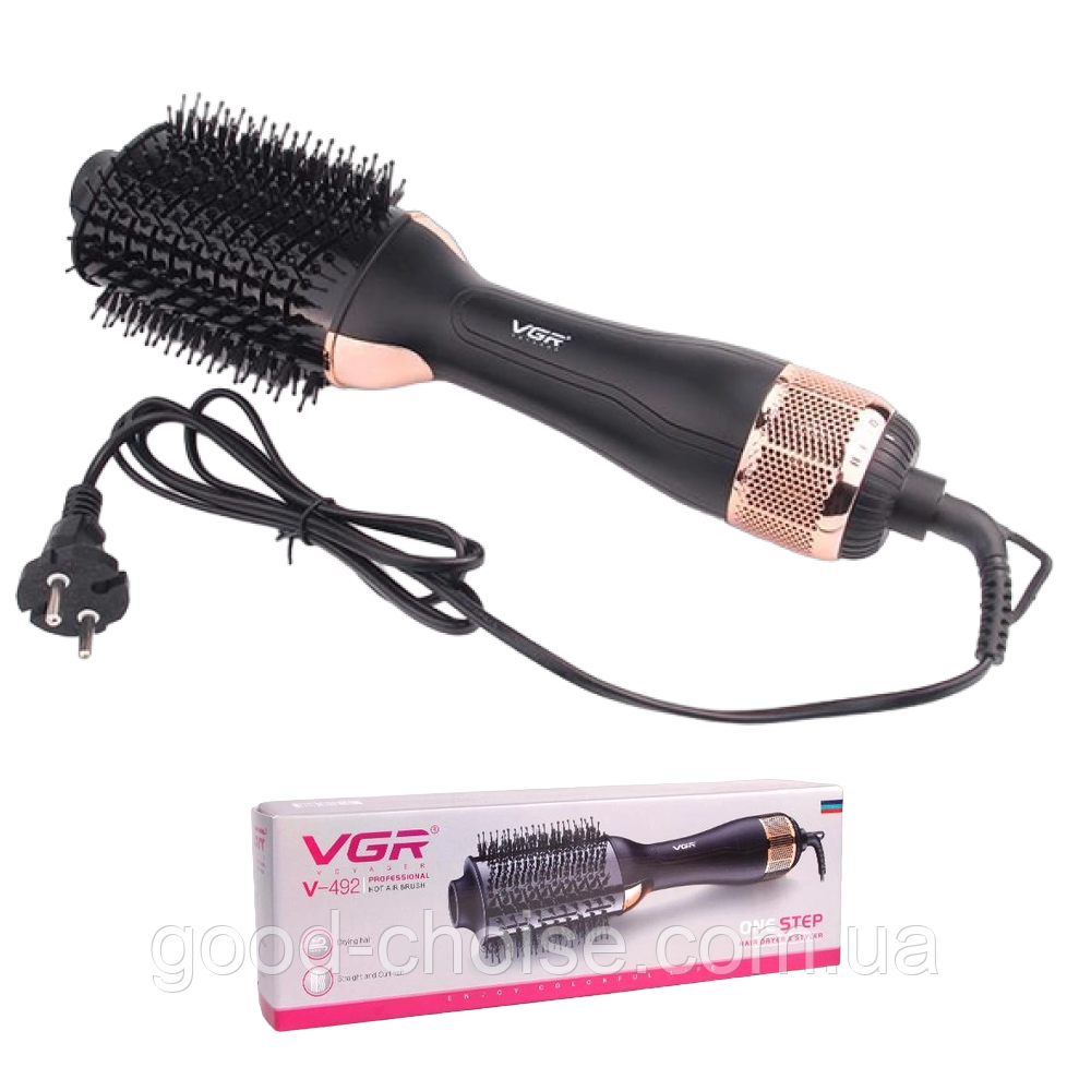 Фен-гребінець 1000Вт, VGR V-492 / Фен щітка для укладання та завивки волосся / Фен для волосся, фото 1