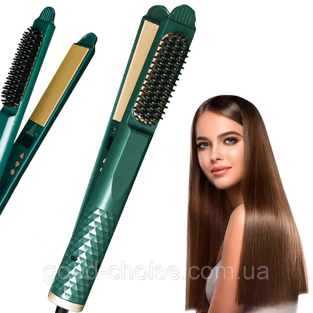 Гребінець випрямляч для волосся з дисплеєм, 60Вт / Утюжок для укладання та вирівнювання волосся, фото 1