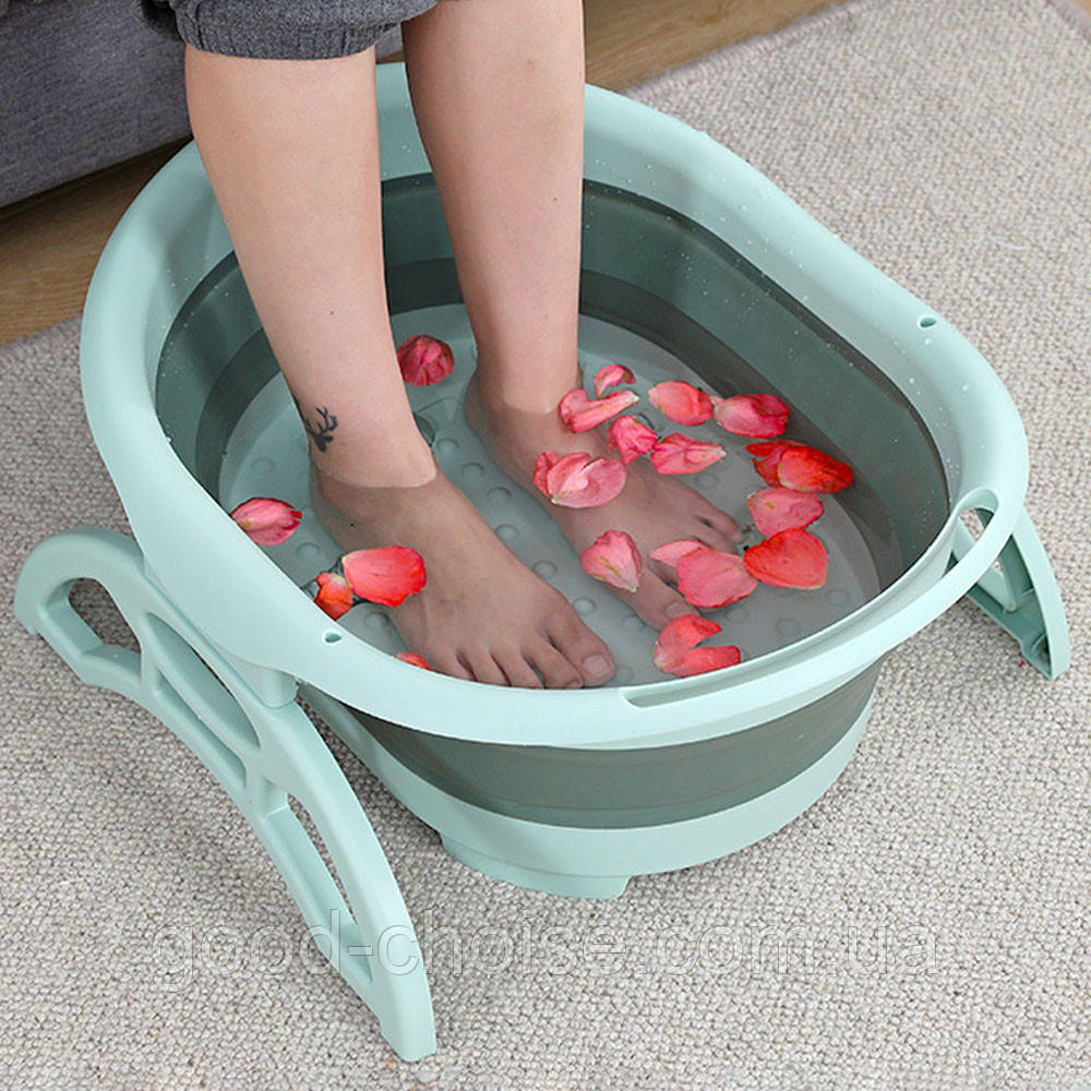 Масажна ванночка для ніг 50х41х42 см, LY-64, Бірюзовий/Складна ванночка масажер для педикюру, фото 1