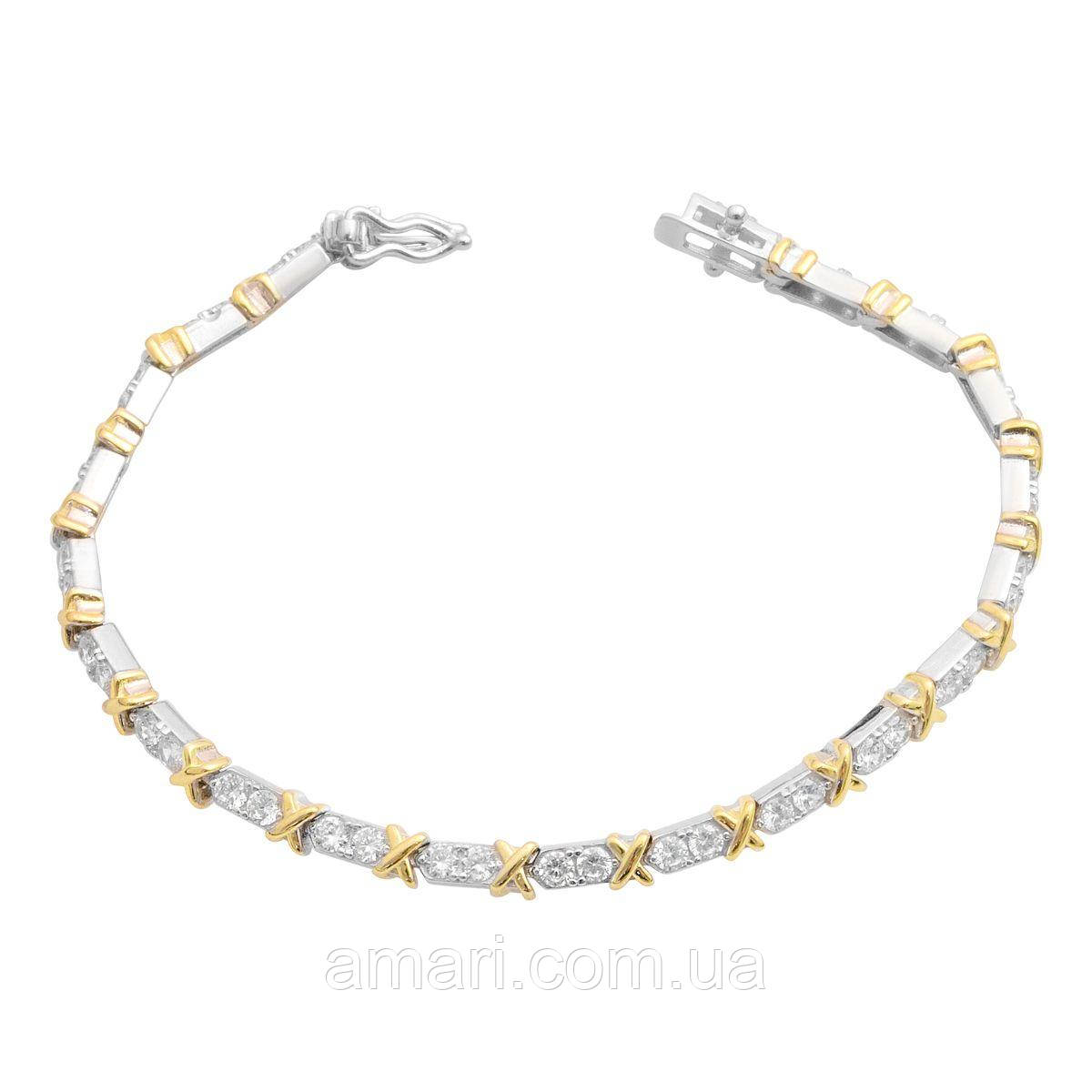 Срібний браслет Komilfo з фіанітами, вага виробу 10,3 г (2185529) 18 розмір, фото 1