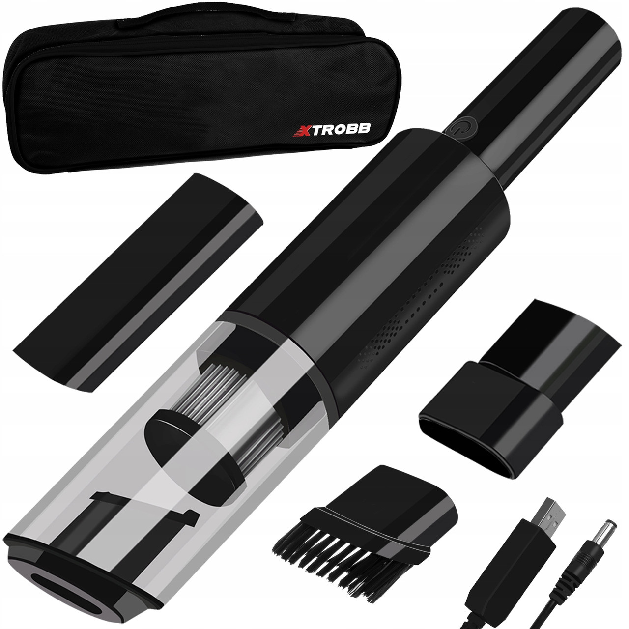 Бездротовий пилосос автомобільний з насадками та сумкою Xtrobb 16726, фото 1