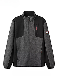 Чоловіча стильна толстовка на змійці з чорними вставками та нашивкою на плечі