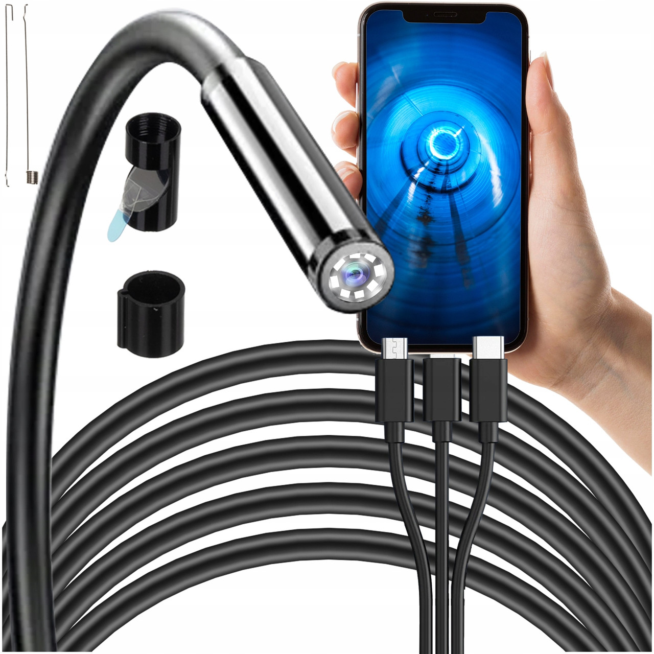 Ендоскоп - інспекційна камера для телефону 2 метри з 3 насадками Bigstren 23020, фото 1