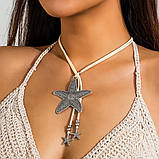 Чокер із підвіскою «Морська зірка» на білому шнурку (Малайзія) для удачі, радості, успіху, фото 3