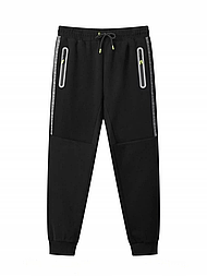 Чоловічі теплі спортивні штани на флісі з кишенями на манжеті в чорному та сірому кольорі