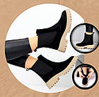 Жіночі чорні черевики із замші з бежевою підошвою | Стильні демісезонні челсі