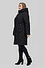 Жіноче чорне тепле зимове стьобане пальто з капюшоном великих розмірів на тінсулеїті, фото 3