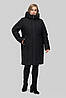 Жіноче чорне тепле зимове стьобане пальто з капюшоном великих розмірів на тінсулеїті, фото 4