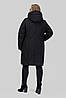 Жіноче чорне тепле зимове стьобане пальто з капюшоном великих розмірів на тінсулеїті, фото 5