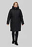 Жіноче чорне тепле зимове стьобане пальто з капюшоном великих розмірів на тінсулеїті, фото 6