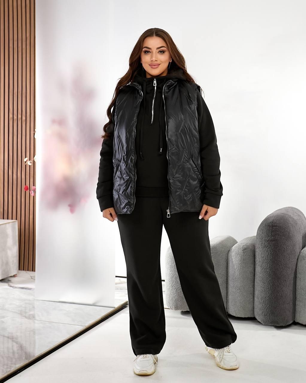 Костюм-трійка на флісі для пишних дам "Плащовка", фото 1