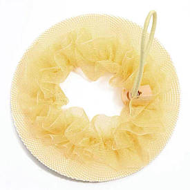 Сітка для волосся на гульку з мереживом та гумкою d-9см для гімнастики та танців, жовта