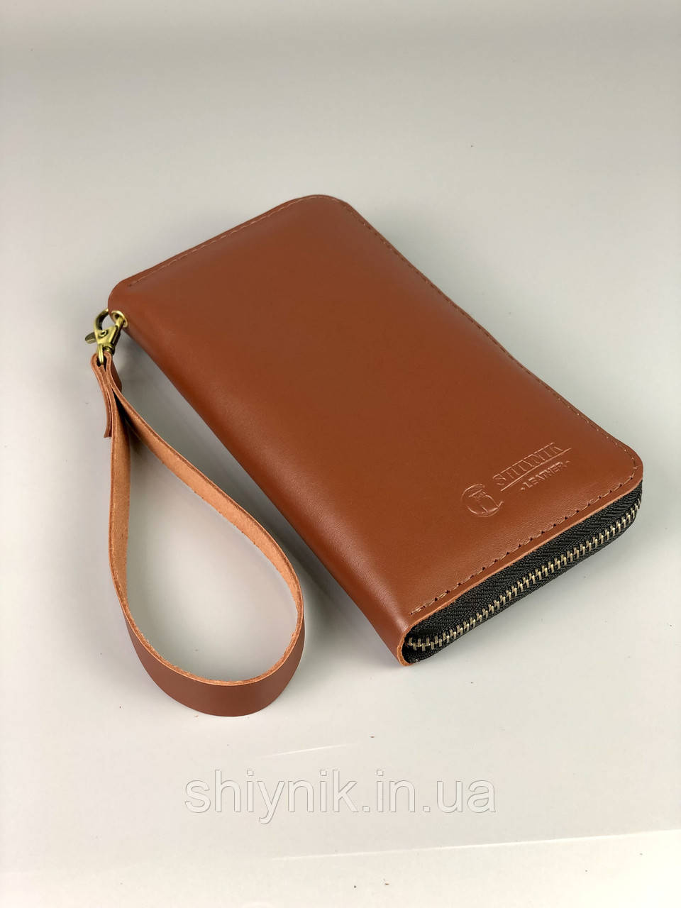 Шкіряний гаманець ZIPPER коньячний, фото 1