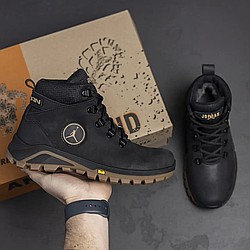 Черевики для хлопчиків jordan підліткові зимові спортивні кросівки джордан, чорні, шкіряні, теплі / Ботинки для мальчиков