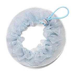 Сітка для волосся на гульку з мереживом та гумкою d-9см для гімнастики та танців, блакитна
