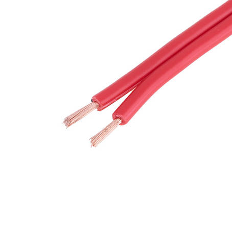Дріт живлення плоский 2-жильний 18AWG (1mm2 PVC, 56/0.15/AS) червоний із чорною смужкою, 1 м, фото 1