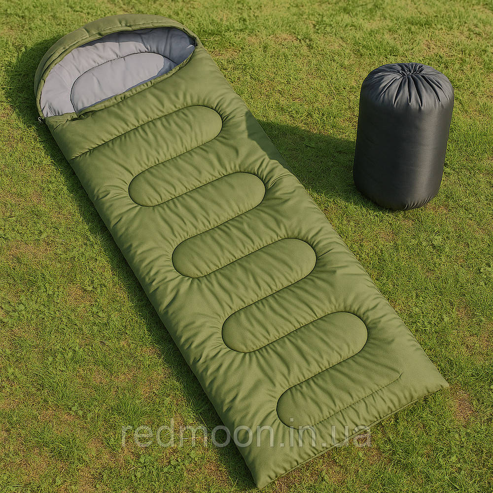 Спальний мішок до -15°C, 210х72см + чохол, з капюшоном / Туристичний спальник зимовий / Зимовий спальний мішок, фото 1