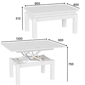 Журнальний стіл трансформер B-Fly Білий 120x75x90 см, фото 3