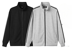 Чоловіча спортивна кофта в чорному та сірому кольорі зі смужками