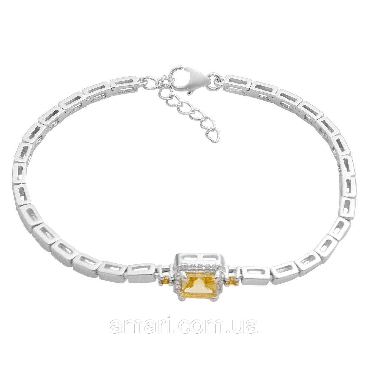 Срібний браслет Komilfo з цитрином nano 7.51ct, вага виробу 7,95 г (2190769) 1720 розмір, фото 1