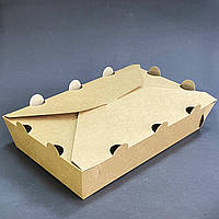 Бокс для їжі 3500мл крафт з отворами ламінований (100шт)