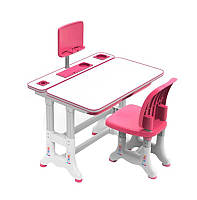 Дитяча парта зі стільчиком, рожевий колір, регульована висота та нахил, з лампою, в коробці (UL-90311)