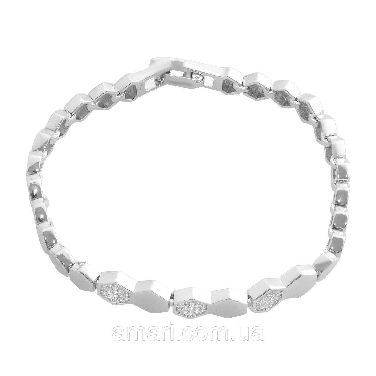 Срібний браслет Komilfo з фіанітами, вага виробу 12,09 г (2191803) 1720 розмір, фото 1