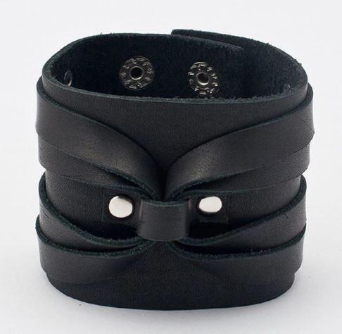 Жіночий широкий браслет-манжета "Waves" із натуральної шкіри в стильному дизайні, фото 1