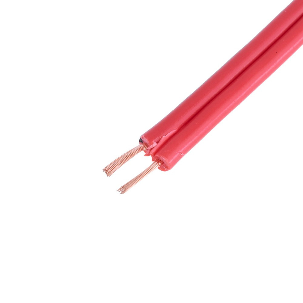 Дріт живлення плоский 2-жильний 20AWG (0.5mm2 PVC, 28/0.15/AS) червоний із чорною смужкою, 1 м