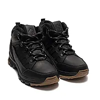 Утеплені чорні підліткові черевики для хлопчиків, зимові шкіряні теплі черевики для хлопчика