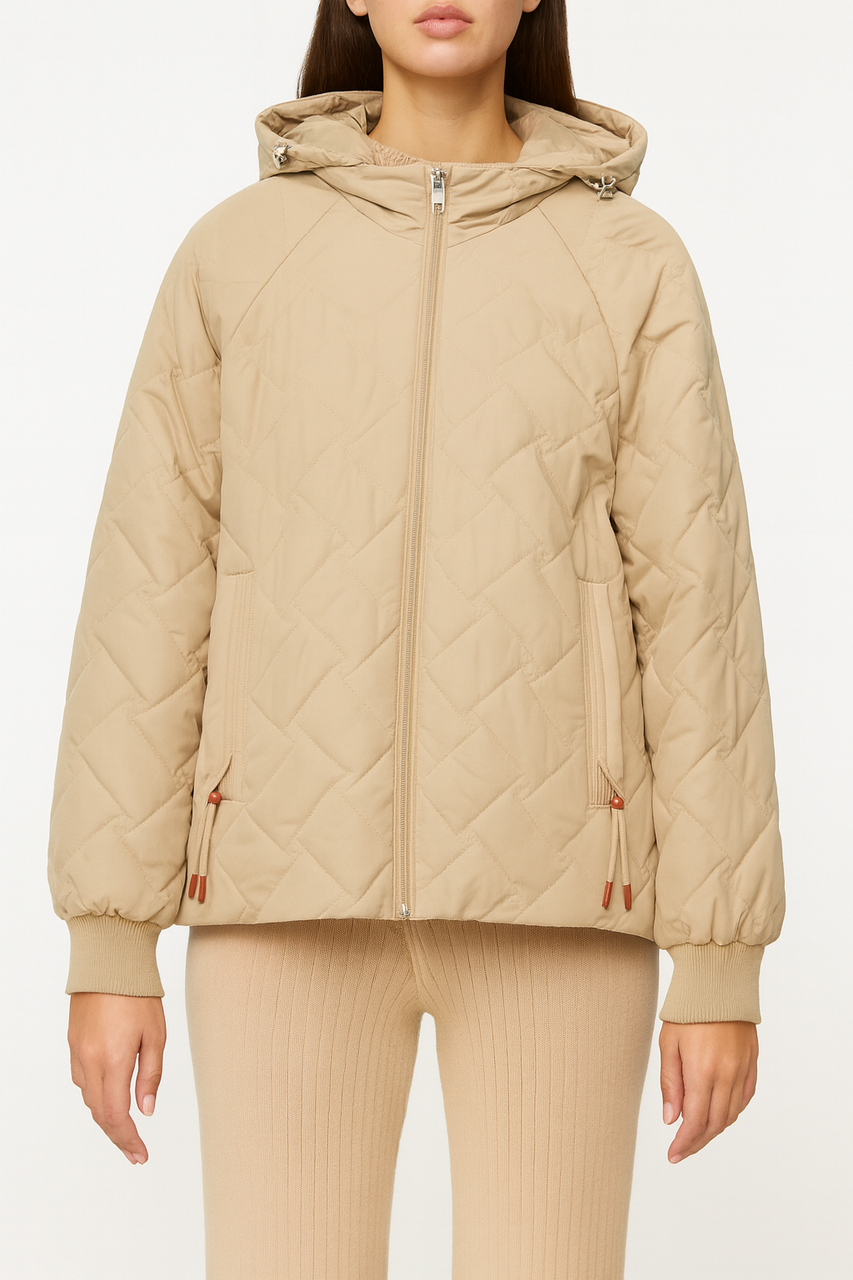Куртка жіноча стьобана демісезонна бежева (9073), фото 1