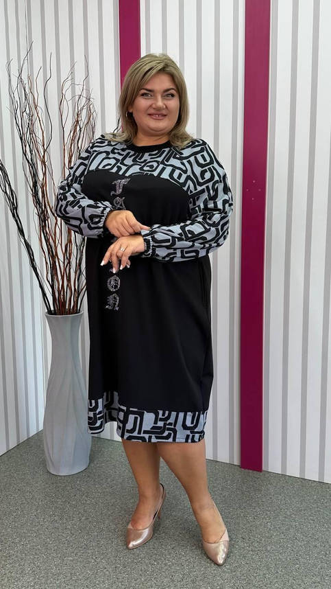 Тепла комбінована сукня "Ріал" 62-64 66-68 70-72 74-76, фото 1