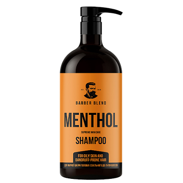 Чоловіча шампунь для жирної шкіри голови і схильного до лупи волосся Barber Blend Menthol, 1000 мл (1724)