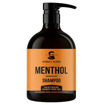 Чоловіча шампунь для жирної шкіри голови і схильного до лупи волосся Barber Blend Menthol, 500 мл (1727)